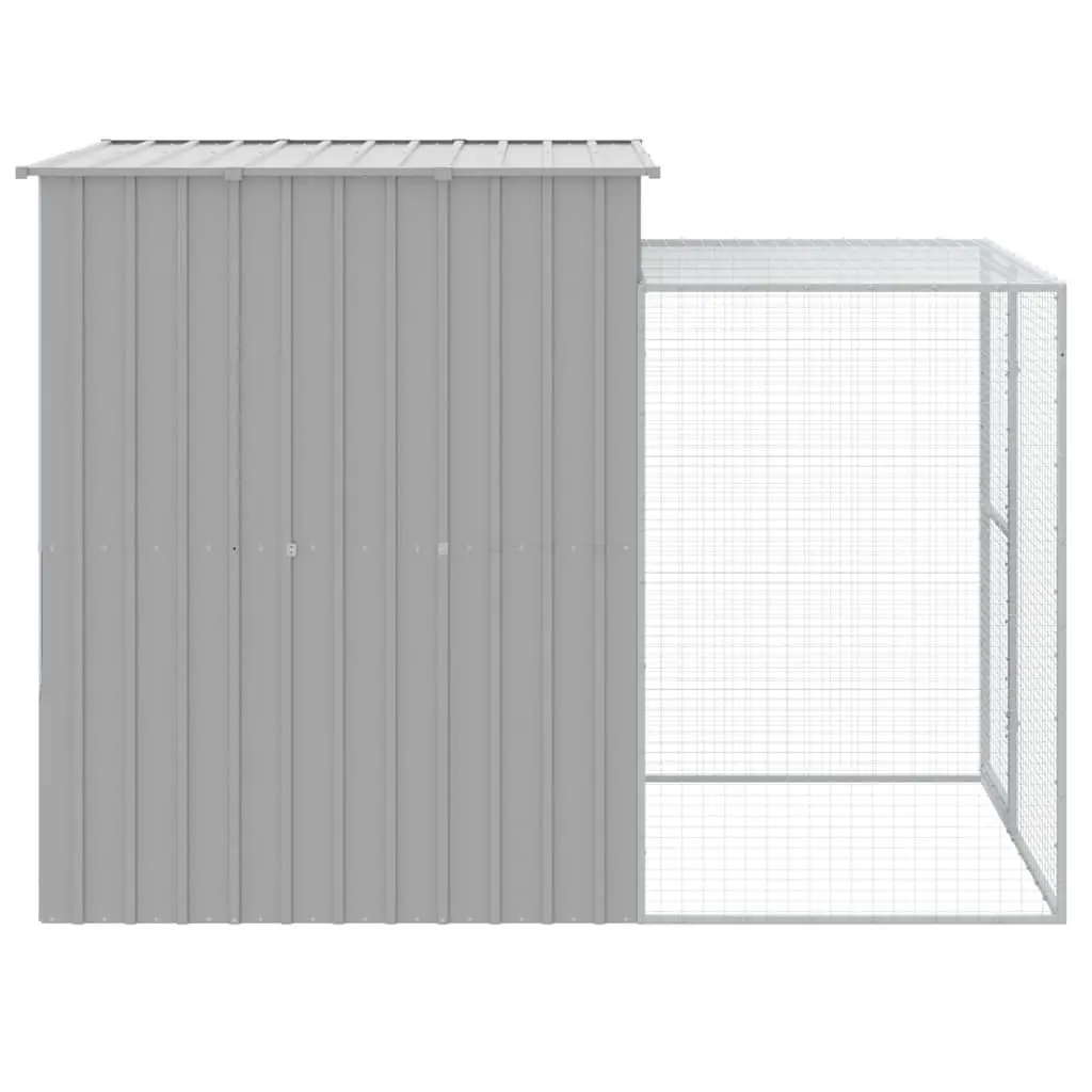 Light Grey Chicken Coop with Run Galvanised Steel 165 x 251 x 181 cm