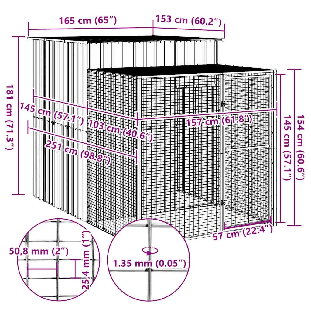 Light Grey Chicken Coop with Run Galvanised Steel 165 x 251 x 181 cm