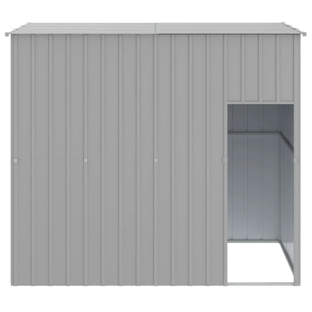 Dog House Galvanised Steel Outdoor Kennel Shelter 214 x 153 x 181 cm Grey