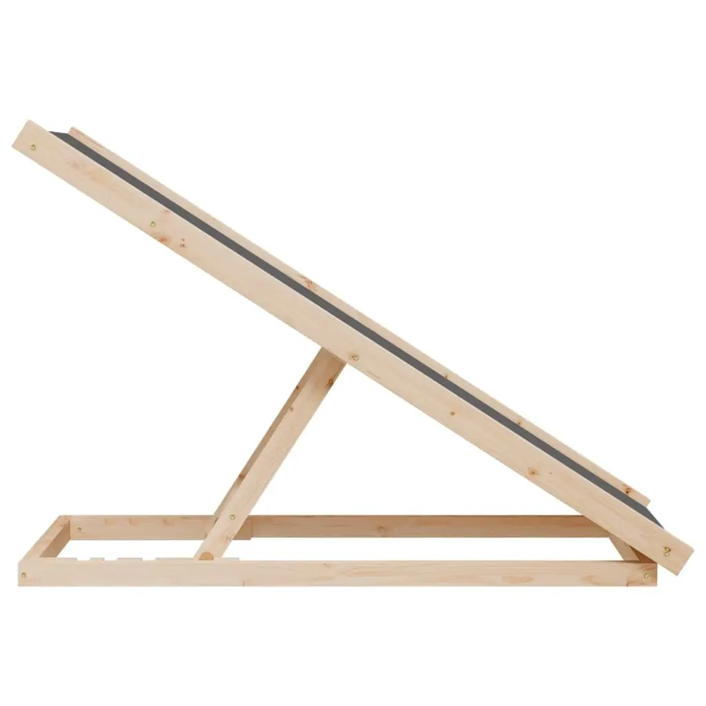 Dog Ramp Foldable Adjustable Height 100x40cm Grey Solid Fir Wood Frame Anti-Slip Polyester Fabric Surface