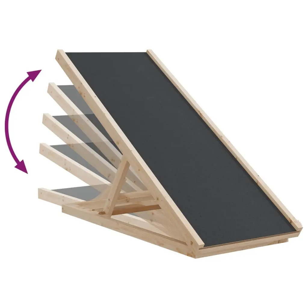 Dog Ramp Foldable Adjustable Height 100x40cm Grey Solid Fir Wood Frame Anti-Slip Polyester Fabric Surface