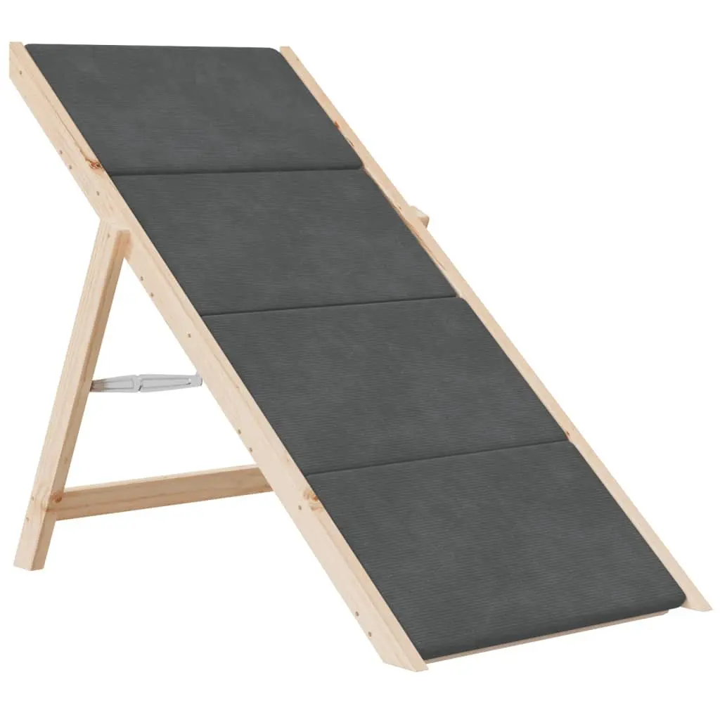 Pet Stairs Folding Ramp Solid Wood Fir Grey 105x47cm Anti-slip Step