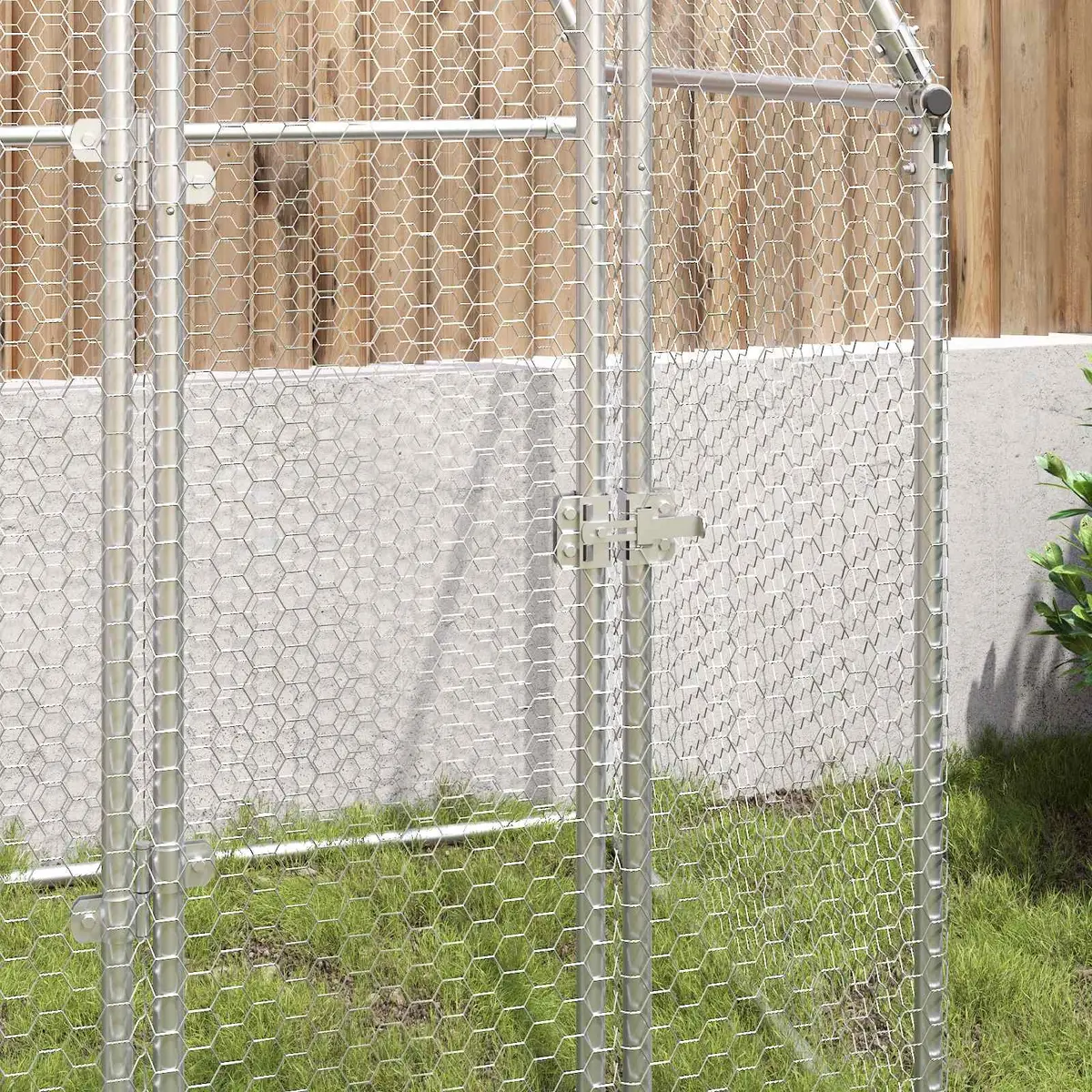 Chicken Cage Galvanised Steel 100x100x190 cm Silver Walk In Hen Run Poultry Pen
