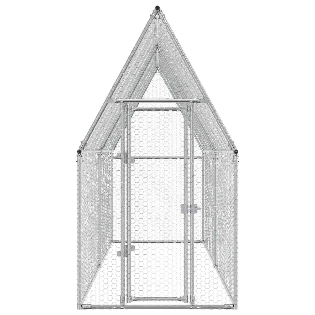 Outdoor Chicken Cage Galvanised Steel Spacious Habitat 400x100x190cm Silver