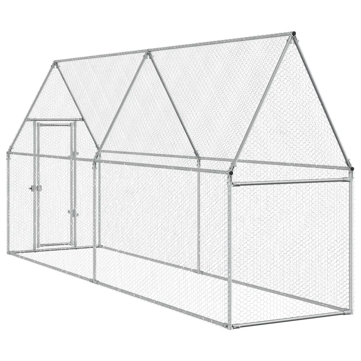 Outdoor Chicken Cage Galvanised Steel Spacious Habitat 400x100x190cm Silver