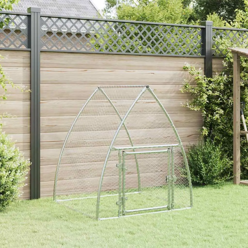 Chicken Cage Galvanised Steel Walk-in Outdoor Enclosure 100 x 105 x 120 cm Silver