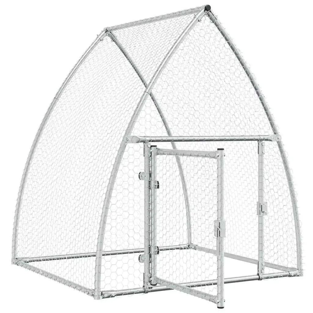 Chicken Cage Galvanised Steel Walk-in Outdoor Enclosure 100 x 105 x 120 cm Silver