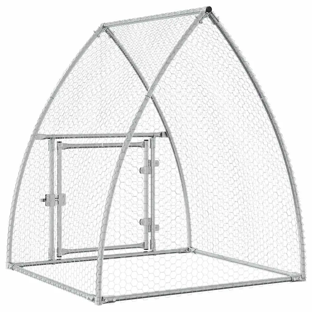 Chicken Cage Galvanised Steel Walk-in Outdoor Enclosure 100 x 105 x 120 cm Silver