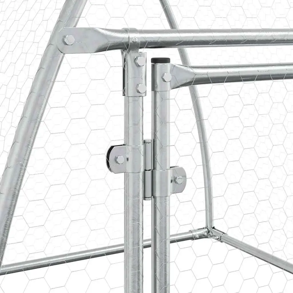 Chicken Cage Galvanised Steel Walk-in Outdoor Enclosure 100 x 105 x 120 cm Silver