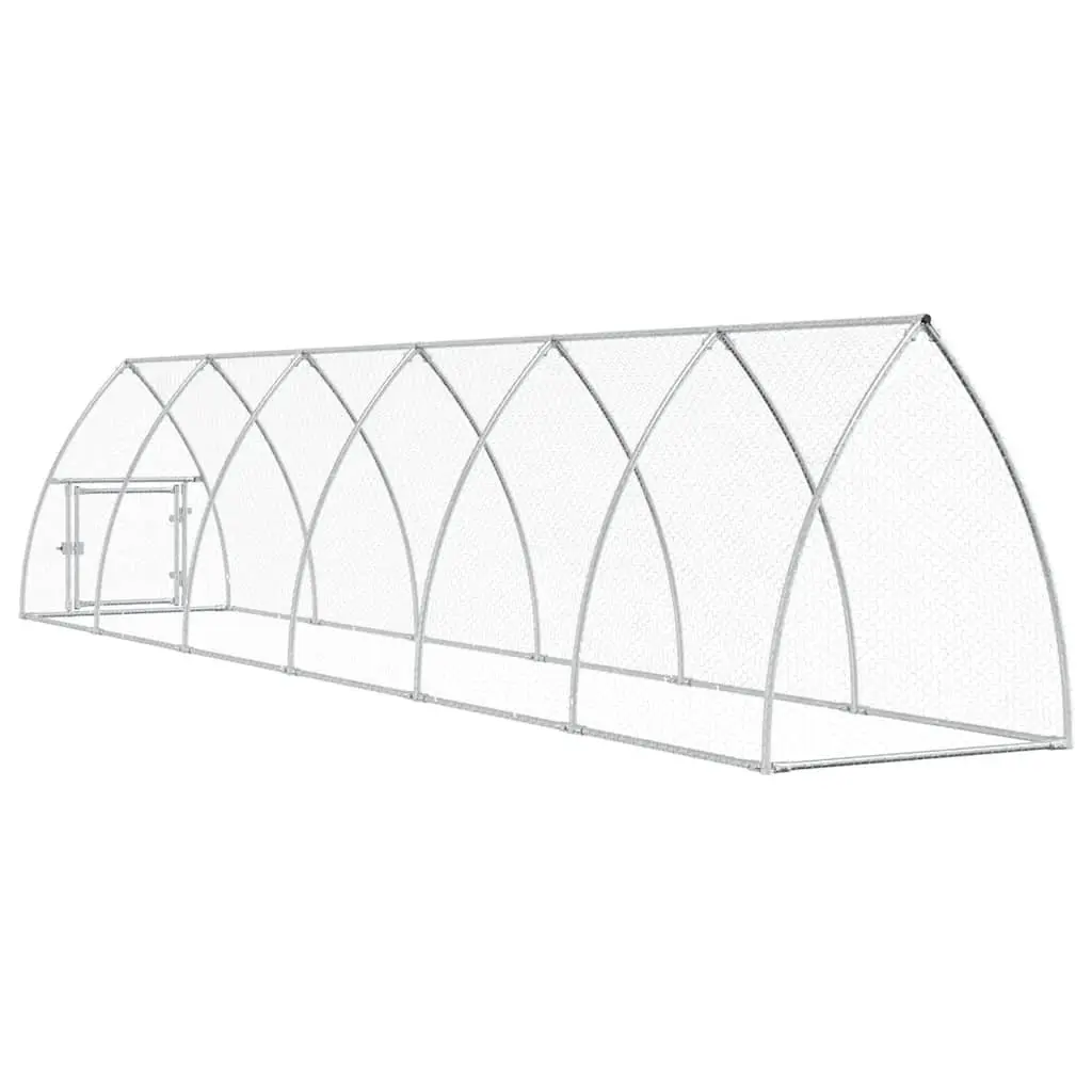 Chicken Cage Galvanised Steel 600x105x120cm Silver Outdoor Enclosure Small Animals Hens