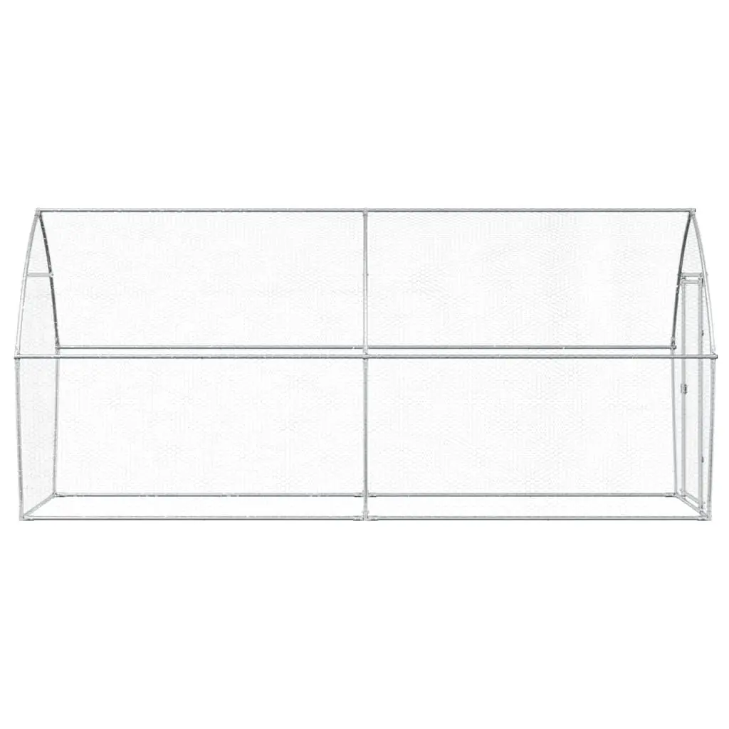 Chicken Cage Galvanised Steel 400x105x182 cm Silver Outdoor Enclosure Hen Run