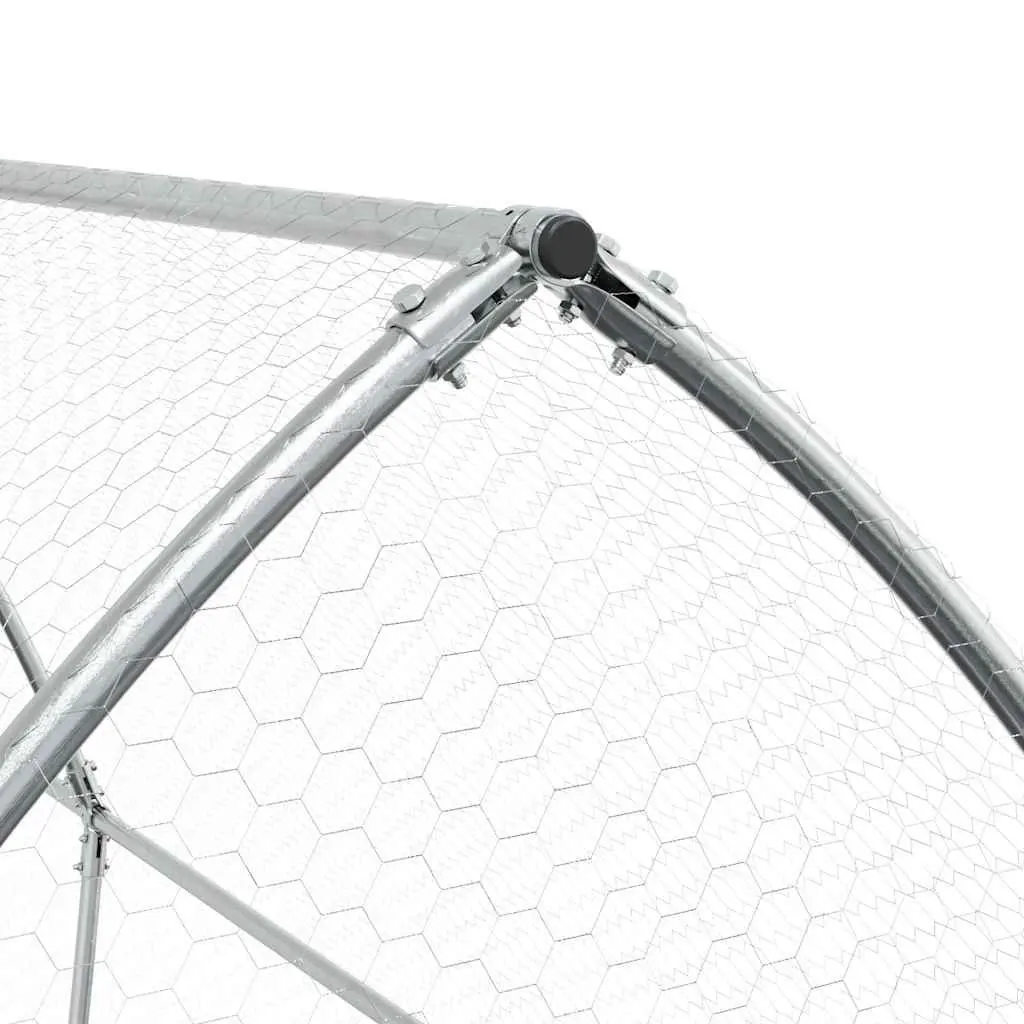Chicken Cage Galvanised Steel 400x105x182 cm Silver Outdoor Enclosure Hen Run