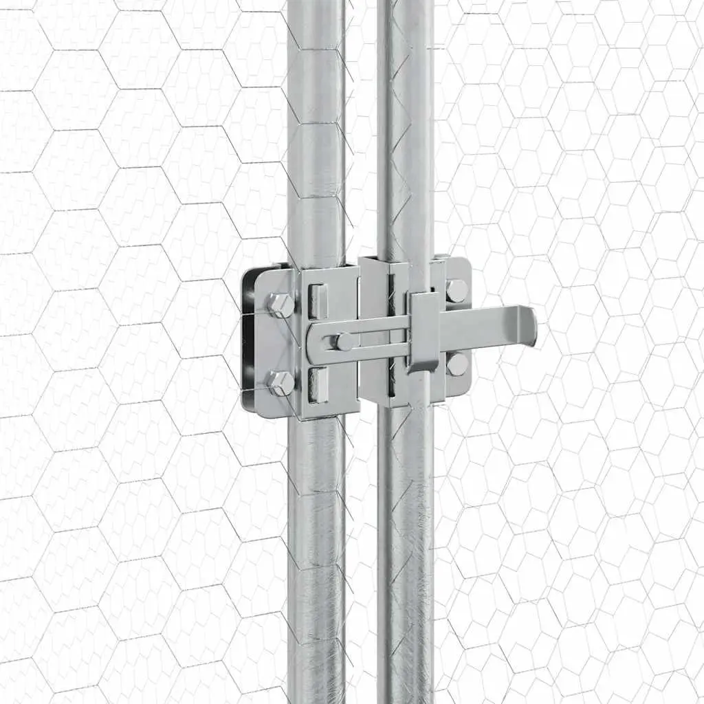 Chicken Cage Galvanised Steel 400x105x182 cm Silver Outdoor Enclosure Hen Run
