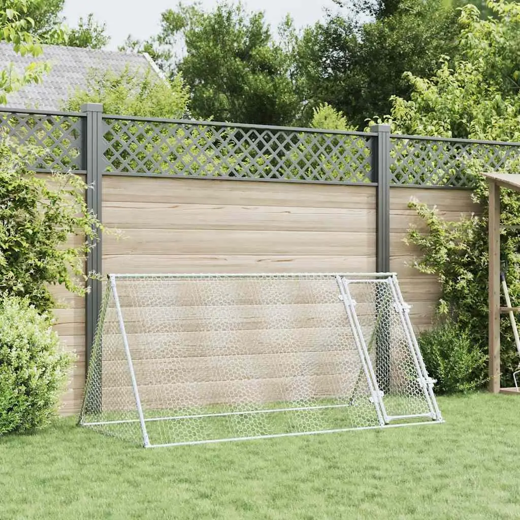 Outdoor Enclosure Chicken Cage Galvanised Steel Silver 200x105x91 cm