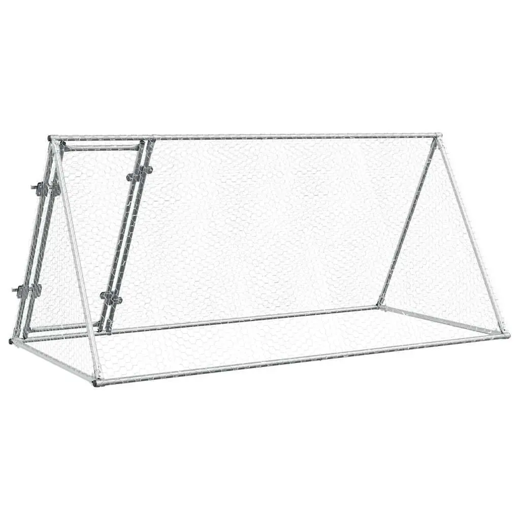 Outdoor Enclosure Chicken Cage Galvanised Steel Silver 200x105x91 cm