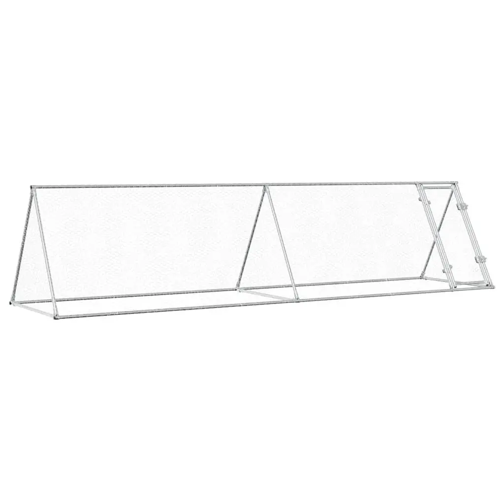 Chicken Coop Enclosure Galvanised Steel 400x105x91cm Silver Walk In Run for Poultry and Small Animals