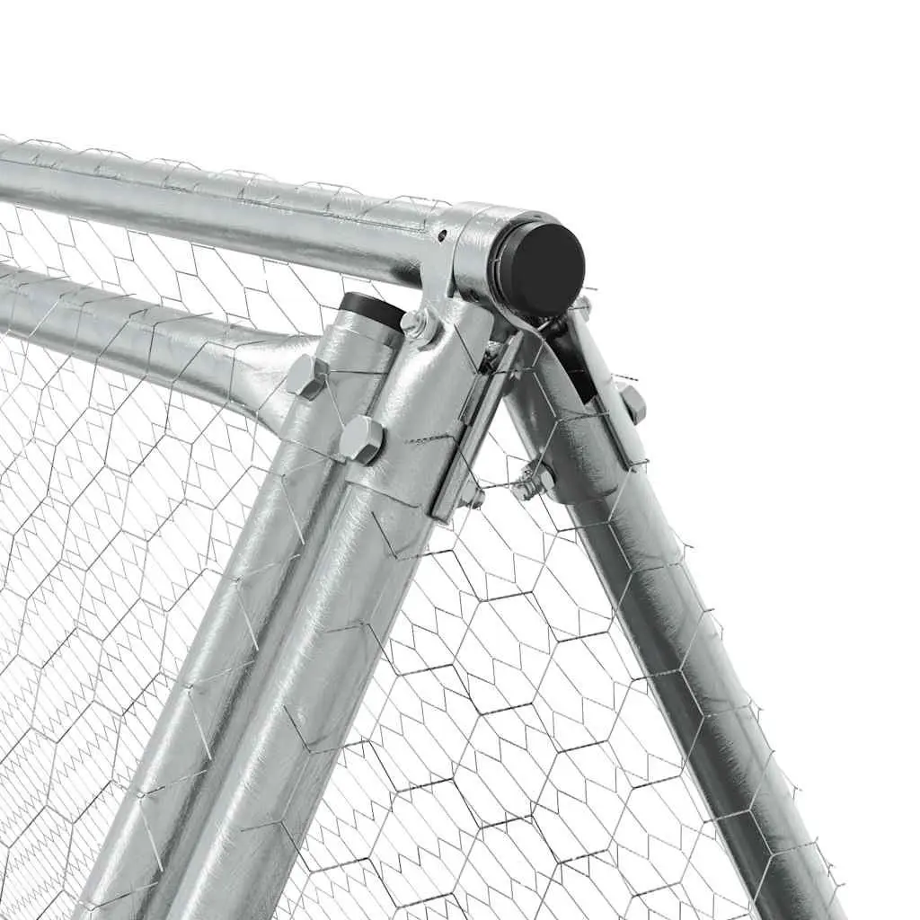 Chicken Coop Enclosure Galvanised Steel 400x105x91cm Silver Walk In Run for Poultry and Small Animals