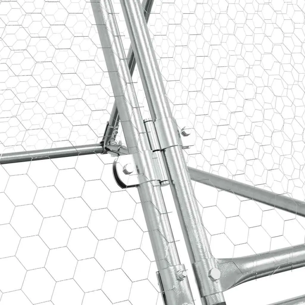 Chicken Coop Enclosure Galvanised Steel 400x105x91cm Silver Walk In Run for Poultry and Small Animals