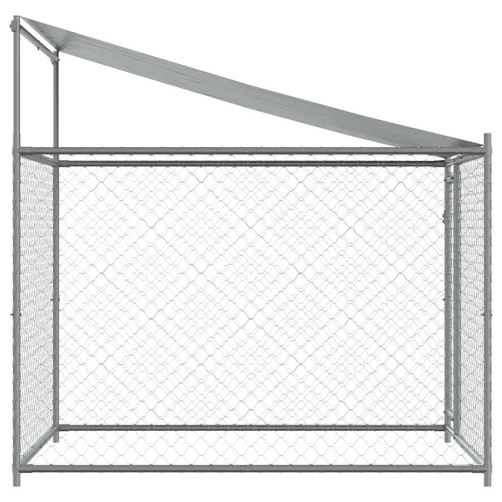 Dog Kennel Outdoor Enclosure Galvanised Steel 2m x 2m Grey