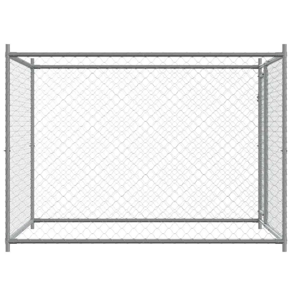 Dog Cage with Door Grey 2x2x1.5 m Outdoor Pen Galvanised Steel Kennel Run