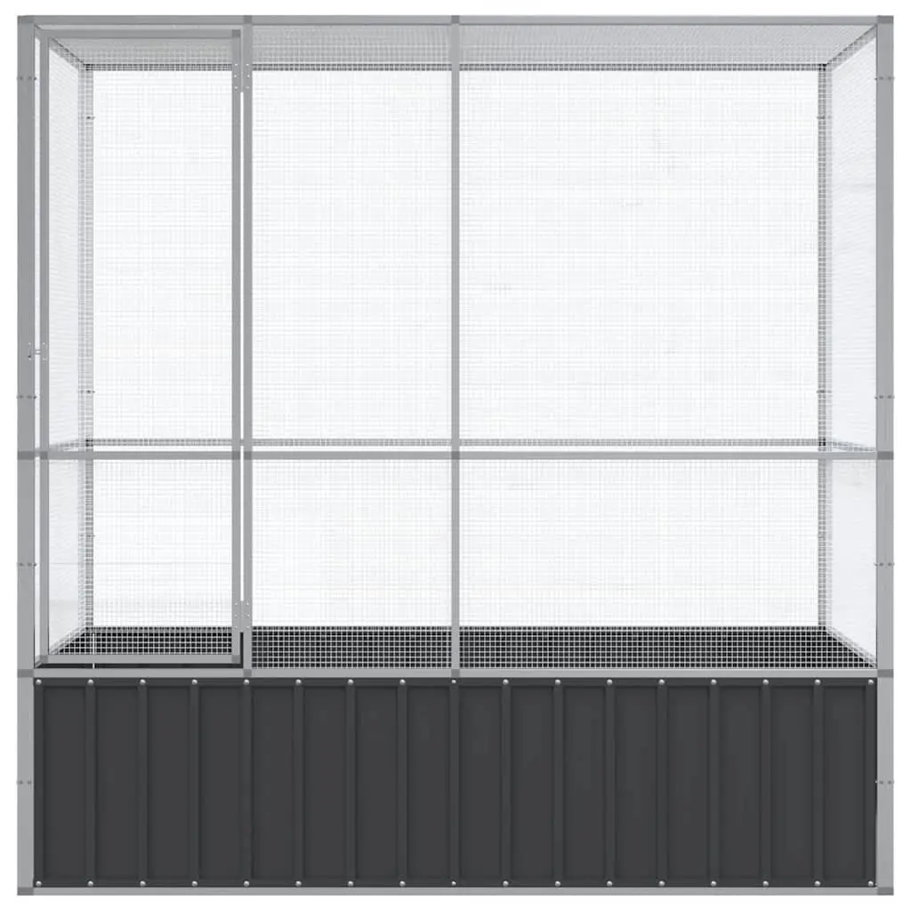 Bird Aviary Cage Galvanised Steel Large Silver Indoor Outdoor Enclosure