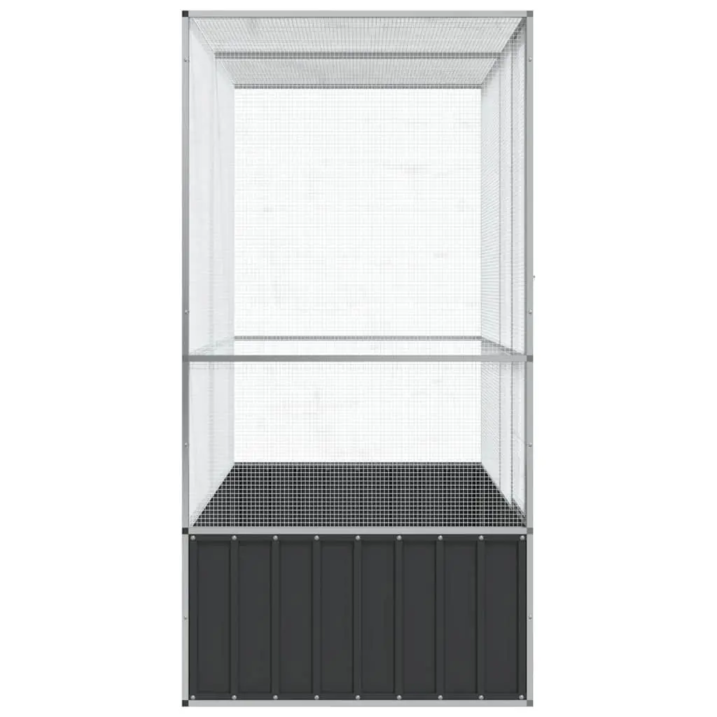 Bird Aviary Cage Galvanised Steel Large Silver Indoor Outdoor Enclosure