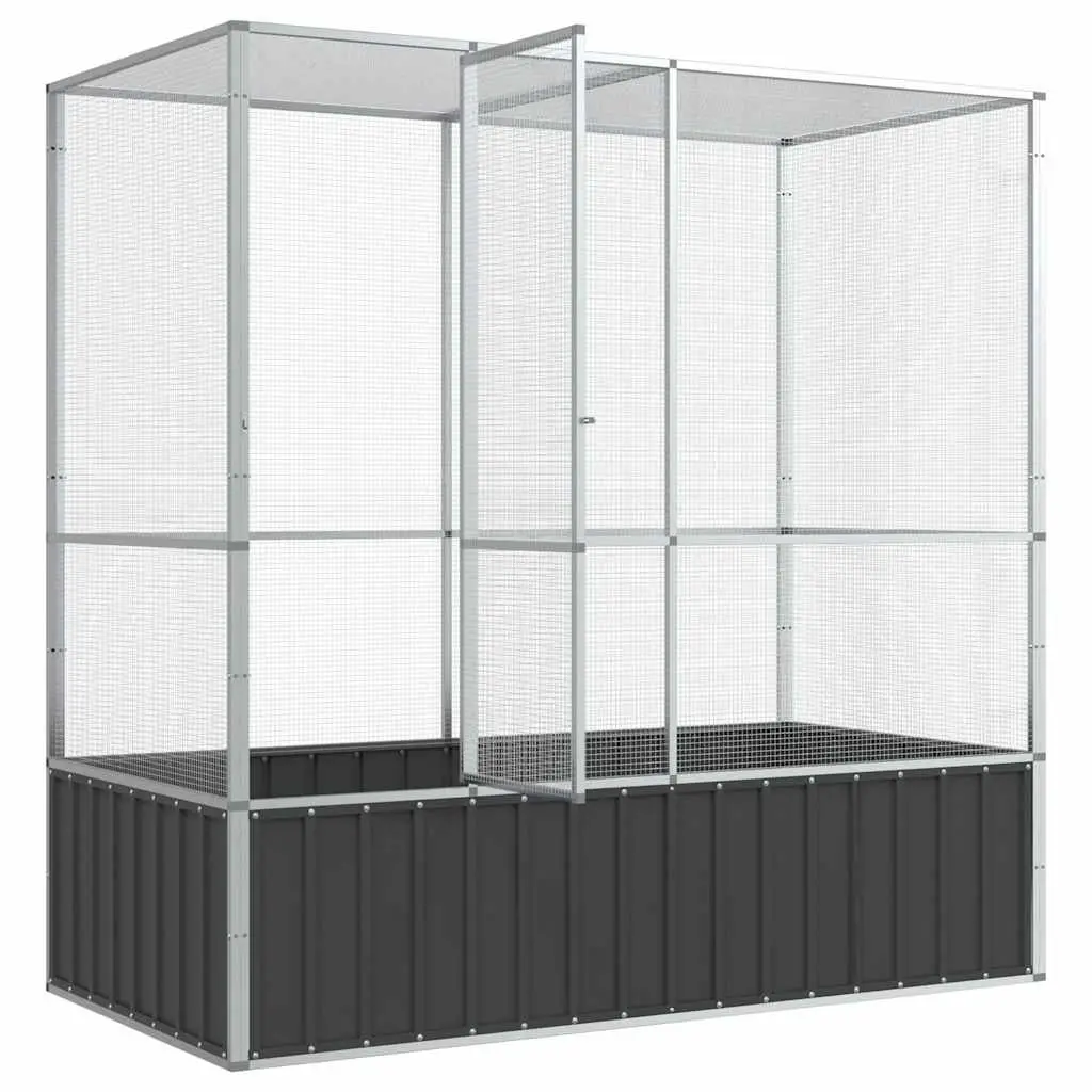 Bird Aviary Cage Galvanised Steel Large Silver Indoor Outdoor Enclosure
