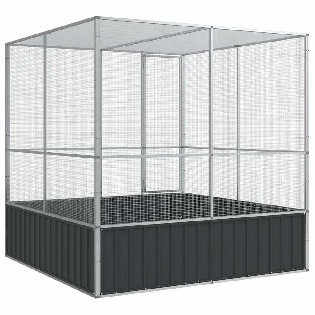 Large Galvanised Steel Bird Aviary Cage Silver 211x207x212cm Indoor Outdoor Mesh