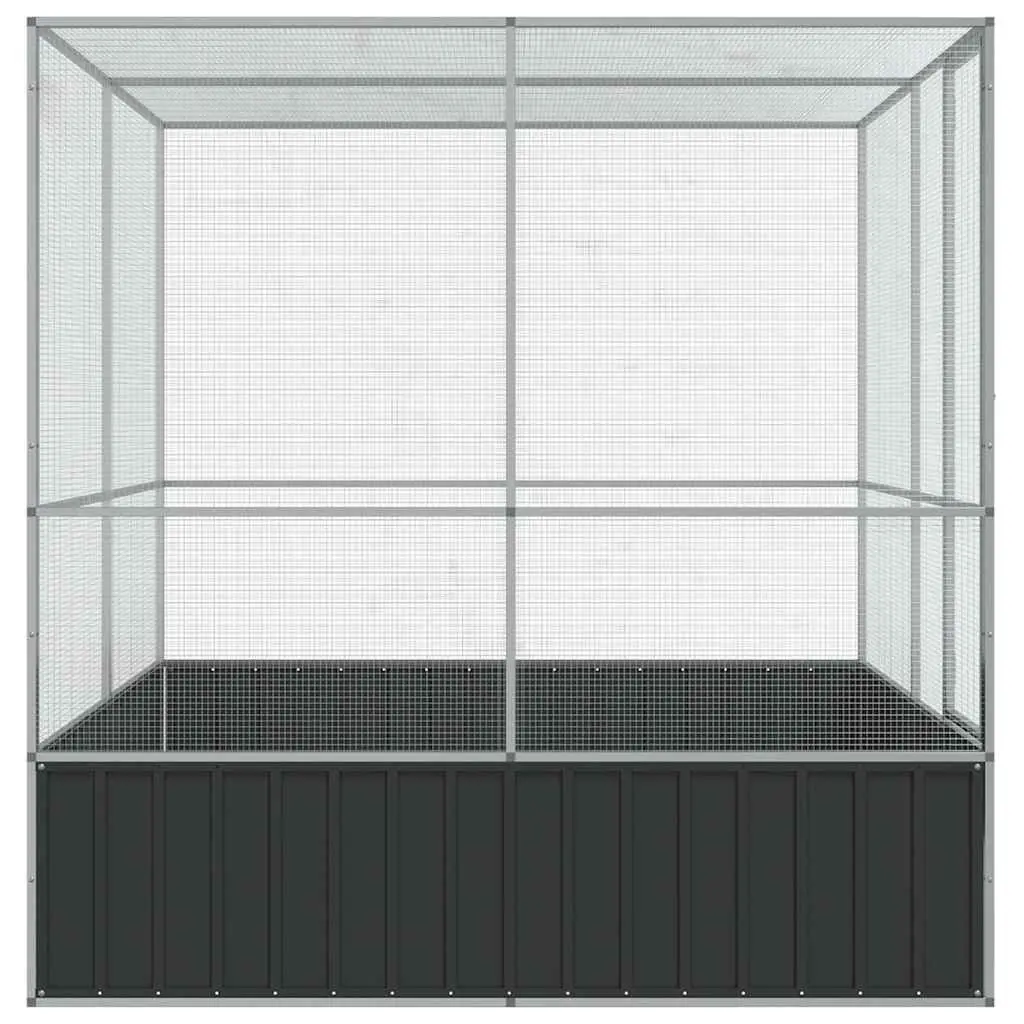 Large Galvanised Steel Bird Aviary Cage Silver 211x207x212cm Indoor Outdoor Mesh
