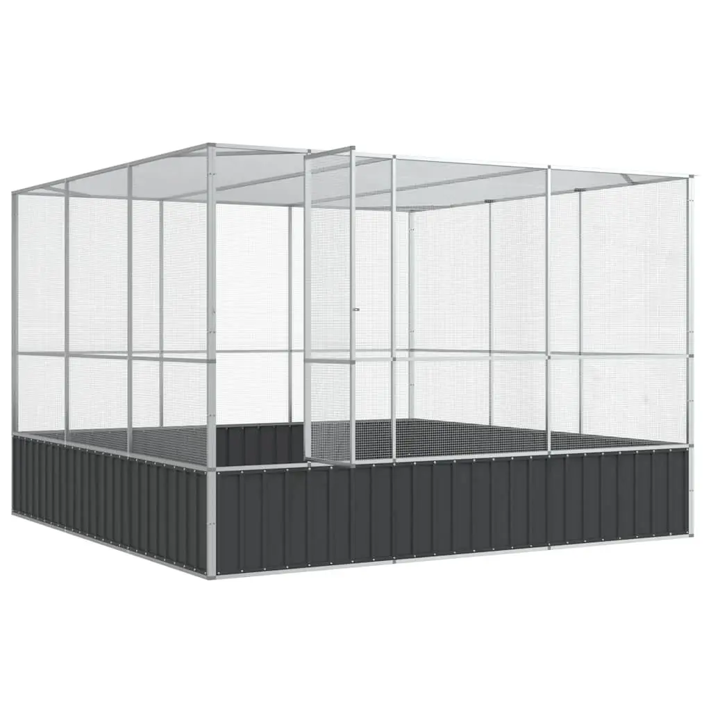 Large Bird Cage Galvanised Steel 311x307x212cm Outdoor Silver