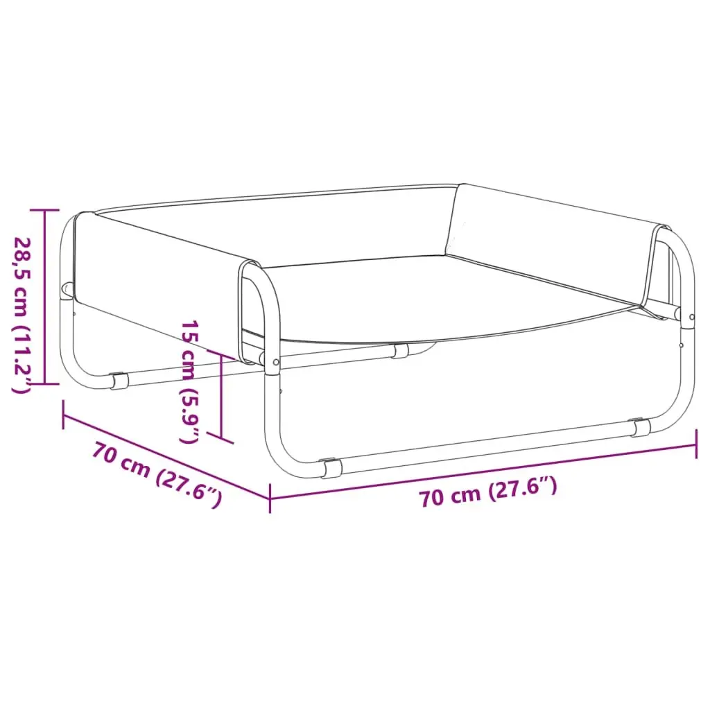 Elevated Dog Bed Oxford Fabric Anthracite Steel Frame Indoor Outdoor Pet Cot