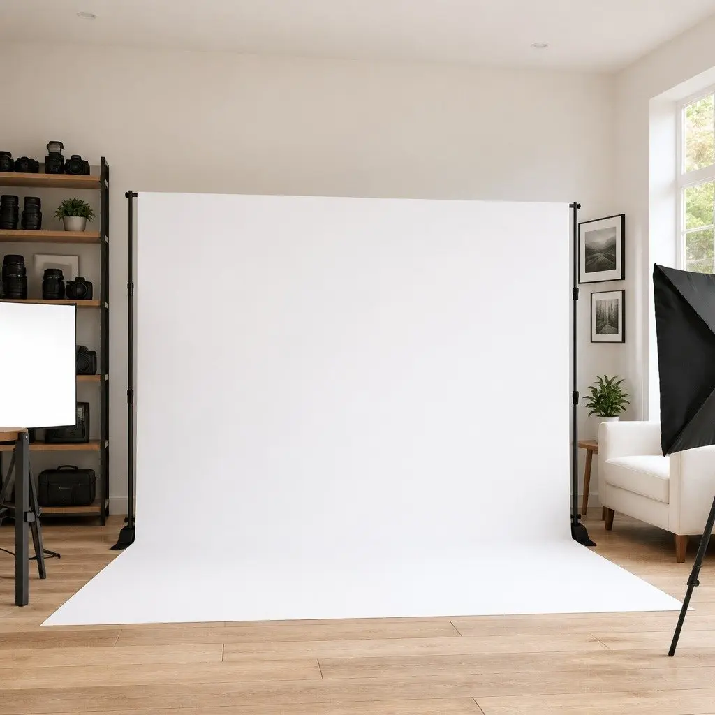 Adjustable Photography Backdrop Stand Black Steel 175 to 305cm Width for Studio Display