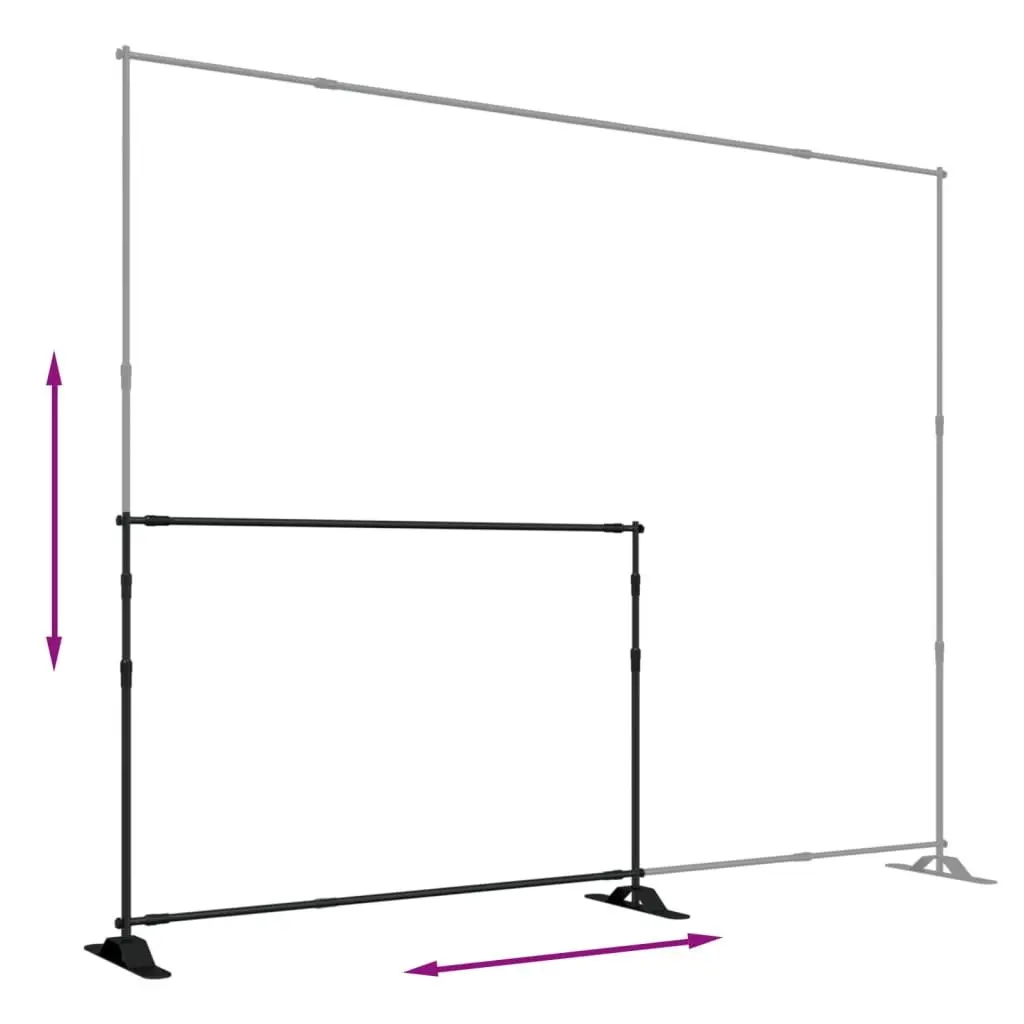 Adjustable Photography Backdrop Stand Black Steel 175 to 305cm Width for Studio Display