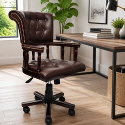 Brown Swivel Office Chair for Functional Home Use