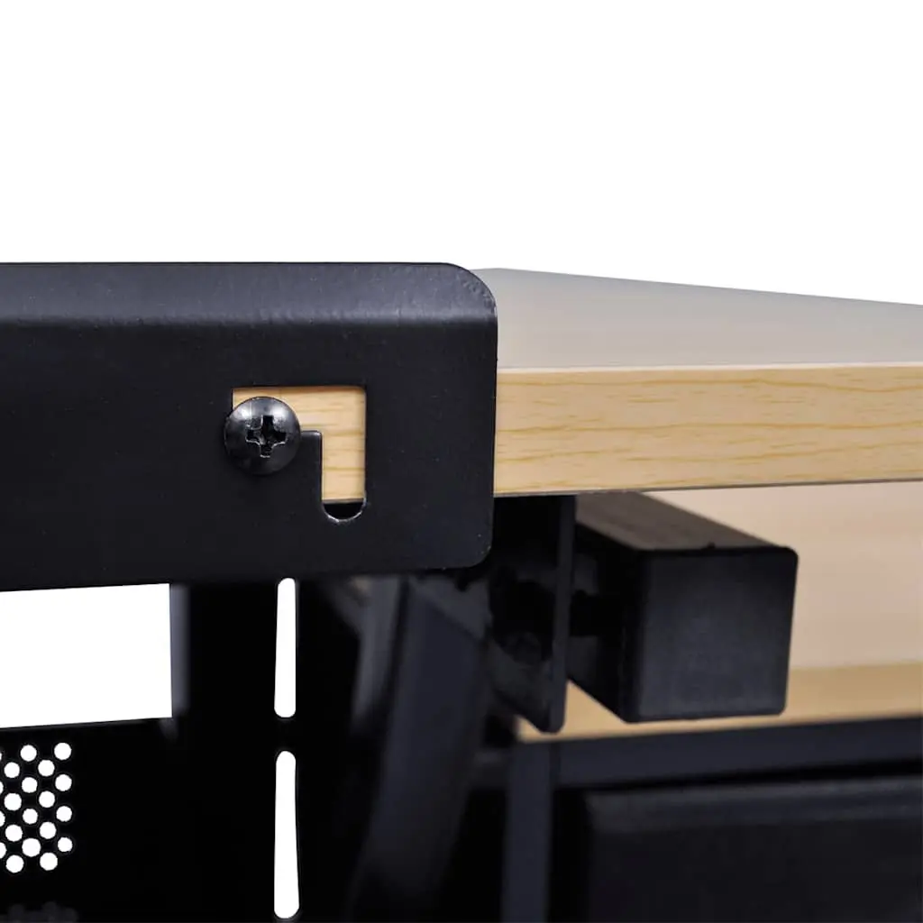 Tiltable Drawing Table Brown with Three Drawers Storage and Stool