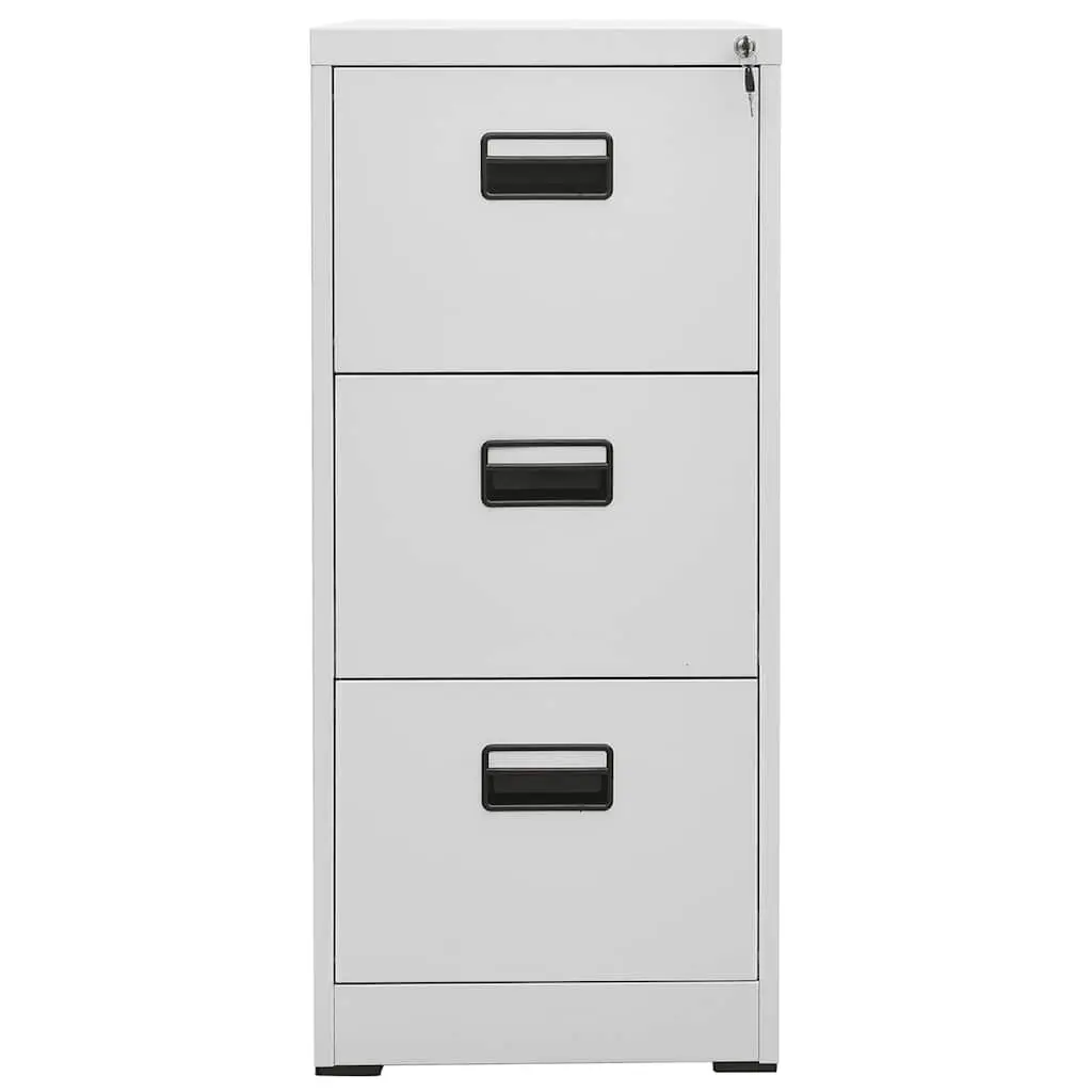 Steel Filing Cabinet 3 Drawer Organiser Grey Office Home Storage