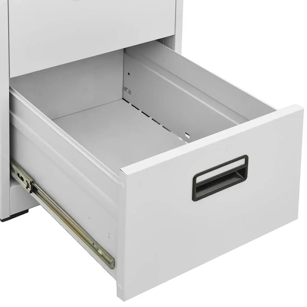 Steel Filing Cabinet 3 Drawer Organiser Grey Office Home Storage