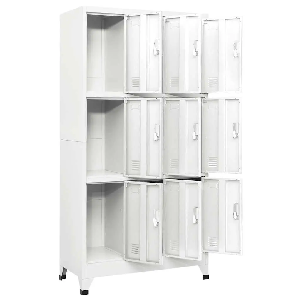 Locker Cabinet 9 Compartments Storage Steel Industrial Grey 90x45x180cm