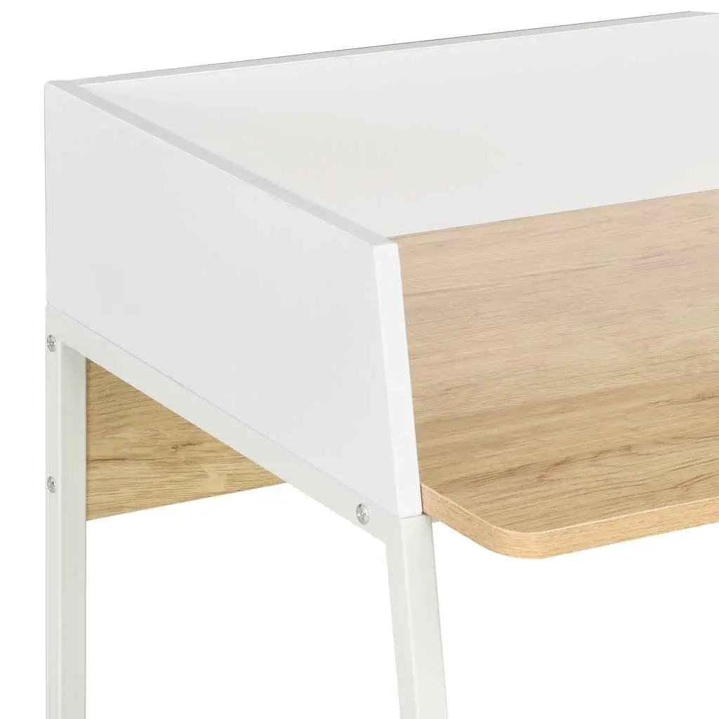 Office Desk Engineered Wood Compact White Oak Study Workstation