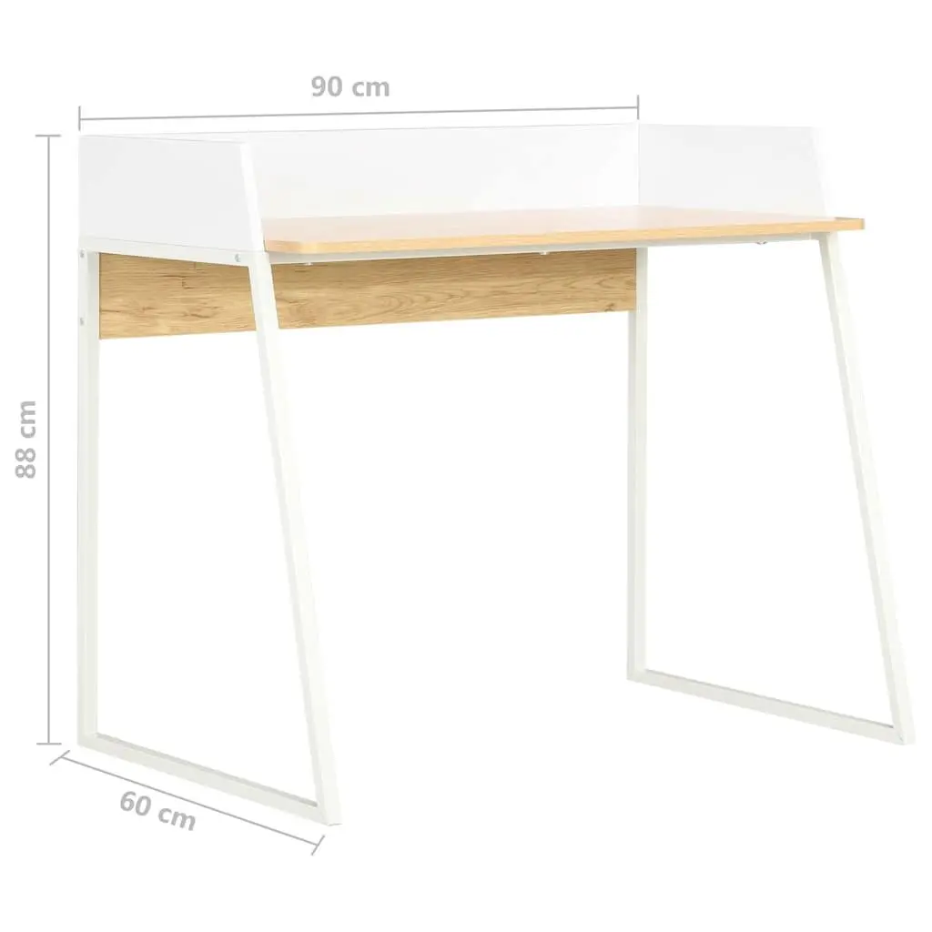 Office Desk Engineered Wood Compact White Oak Study Workstation