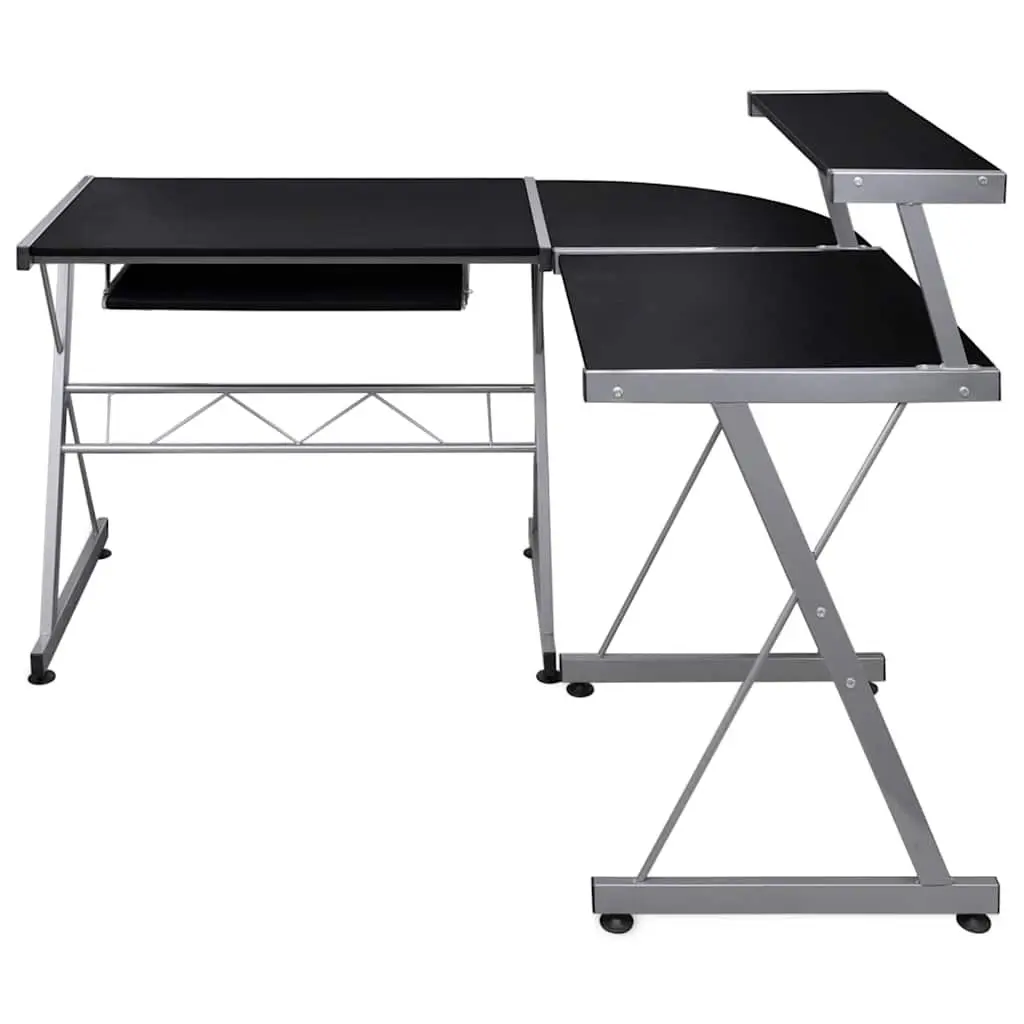 L-Shaped Corner Computer Desk Engineered Wood Black