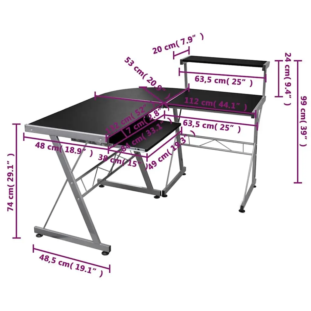 L-Shaped Corner Computer Desk Engineered Wood Black