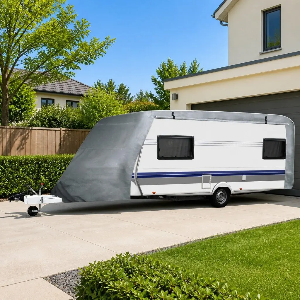 Caravan Cover S Grey Water Repellent Breathable UV Resistant Non-abrasive Spun-bond 3-layer Fabric