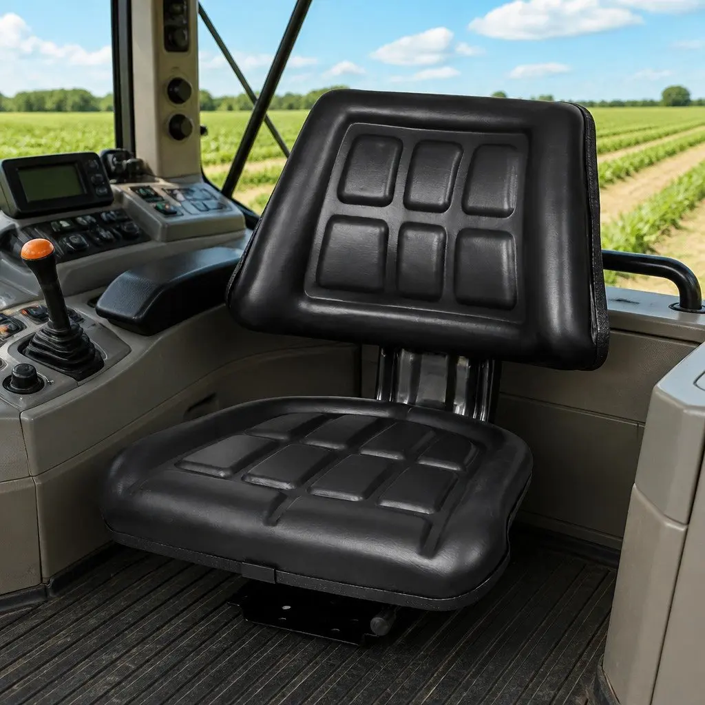 Tractor Seat Padded Foam Black with Backrest Outdoor Garden Equipment