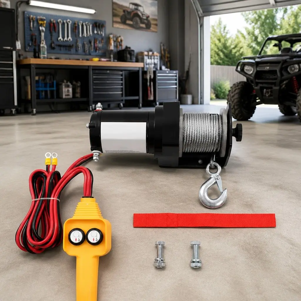 Electric Winch 12V Wire Rope 907kg Remote Control Vehicle Recovery