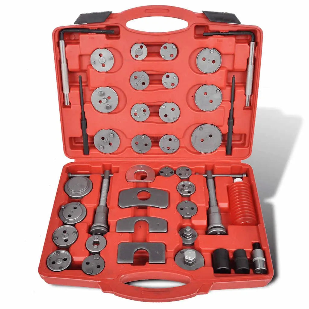 Brake Caliper Piston Wind Back Tool Kit 40 Piece Hardened Carbon Steel Silver