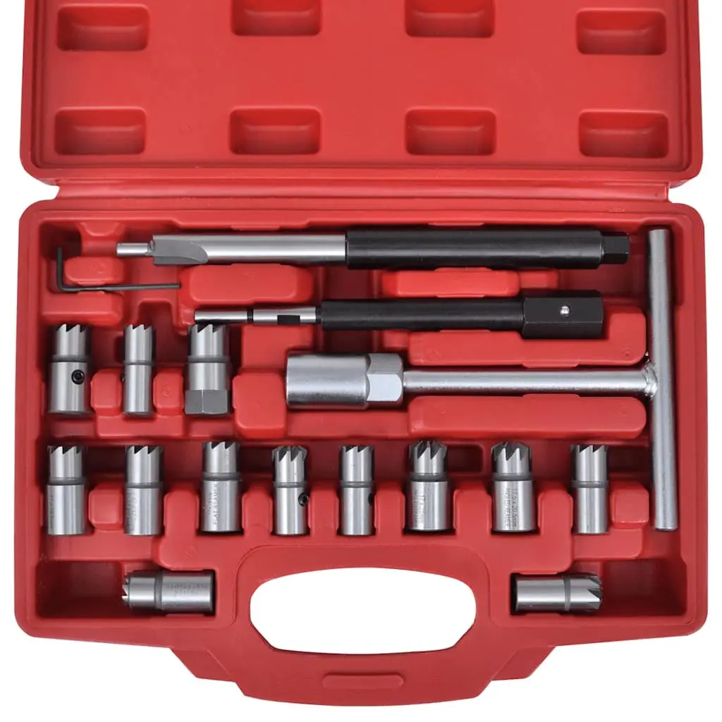 Diesel Injector Seat Cutter Set Hand Tool Kit 17 Piece Multicolour