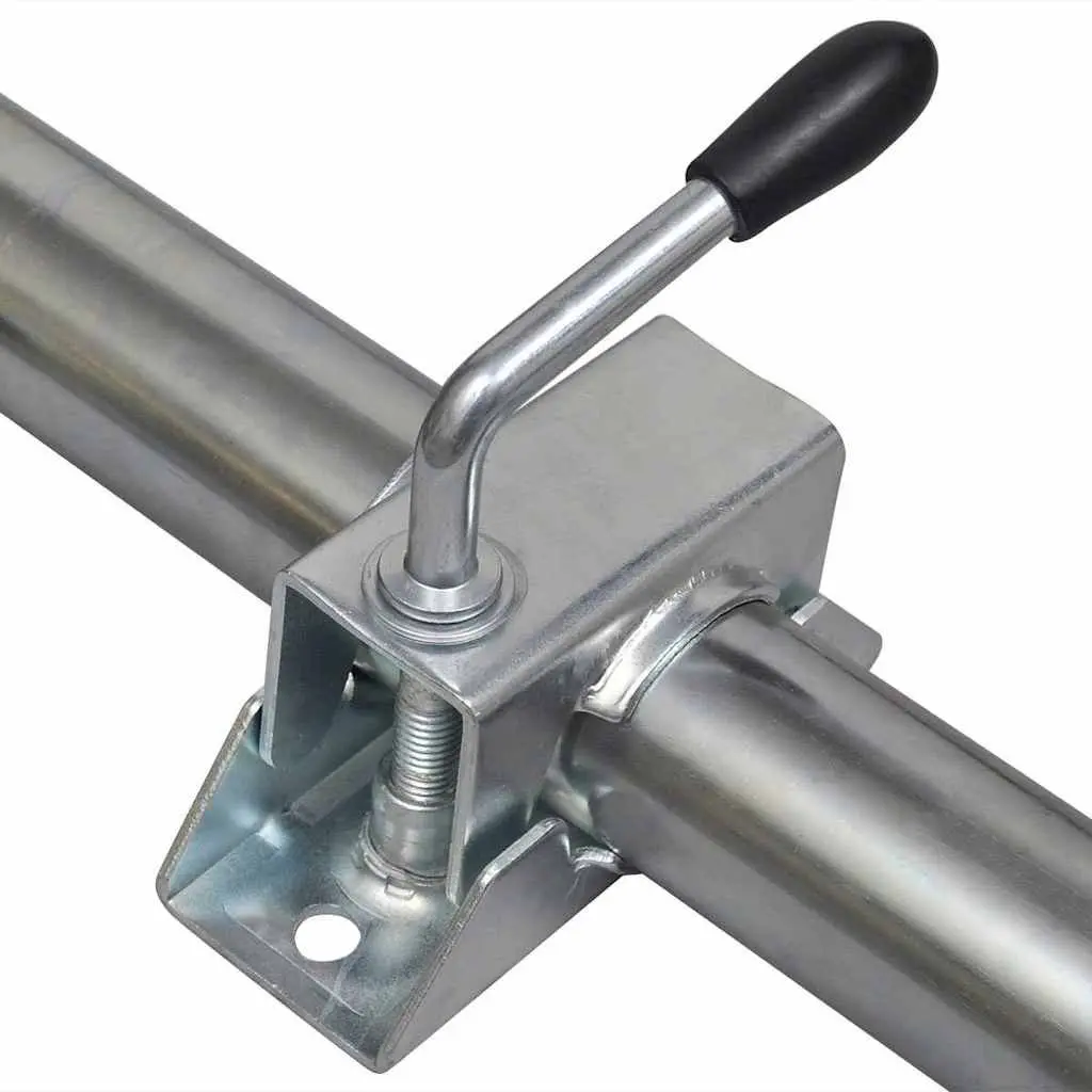 48mm Jockey Wheel Split Clamps Support Tubes Galvanised Steel Silver Trailer Components