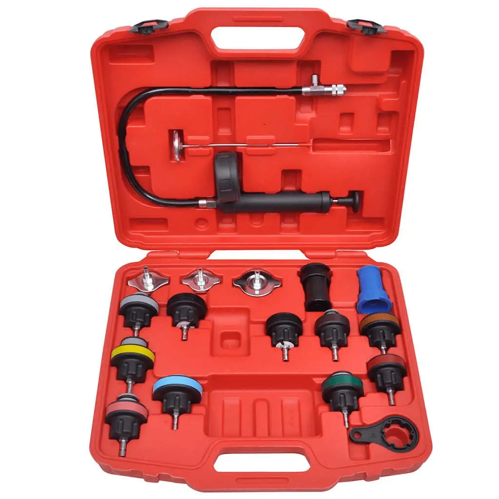 Cooling System Leak Detection Tool Set 18 Piece Universal Radiator Pressure Tester Kit Multicolour