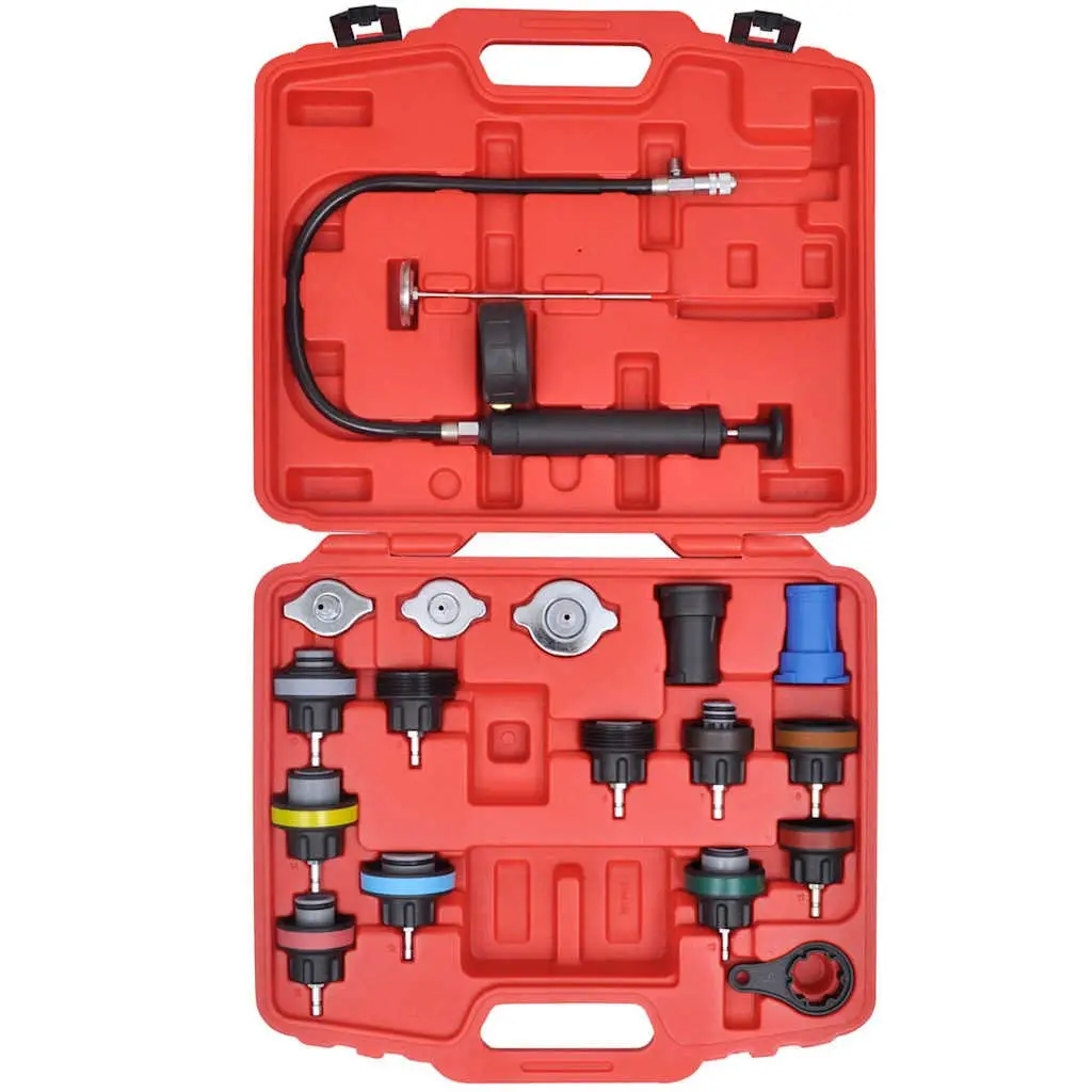 Cooling System Leak Detection Tool Set 18 Piece Universal Radiator Pressure Tester Kit Multicolour